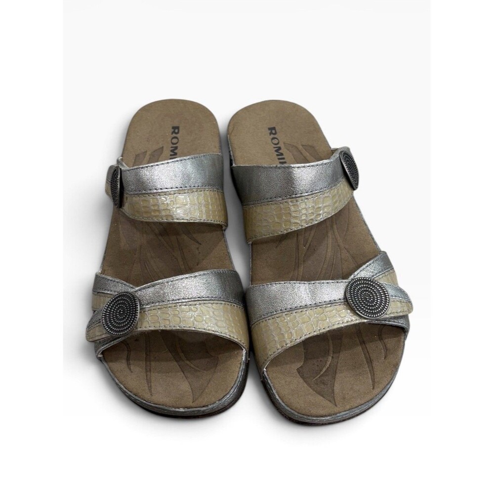 Romika Fidschi 22 Rose Combi Metallic Leather Slide Sandals EU 36